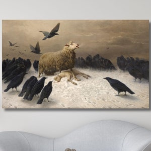 August Friedrich Albrecht Schenck Anguish Lane Print Art,Anguish by August Friedrich Schenck,Famous Painting,Sheep,Instant Art,Ready To Hang