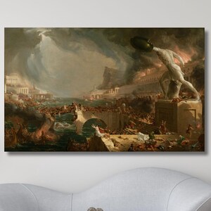 Der Kurs des Empire 1836 Leinwandkunst, Der Kurs des Empire Zerstörung Kunst, Thomas Cole Kunst, riesige Wandkunst, Thomas Cole Wandkunst, fertig zum Aufhängen