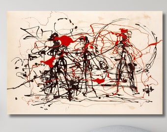 ジャクソン・ポロック抽象画キャンバスウォールアートプリント、モダン