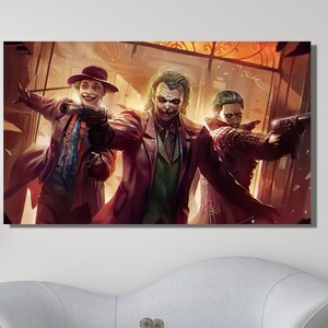 Joker Painting Joker Poster Joker Art Joker Canvas Wall Art Joker Print Art Extra Large Wall Art Poker Wall Decor Comic Poster Ready To Hang