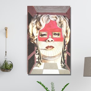 Salvador Dali Canvas Print Mae West Wall Art Surrealist Print Salvador Dali Exhibition Canvas Wall Art  Abstract Art Prints Canvas Wall Art