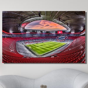 Estádio Allianz Arena, pôster de estádio, arte de parede, arte impressa de futebol, arte de futebol, presente para fãs, arte de parede, estádio de futebol, pronto para pendurar
