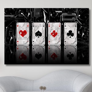 Muurafdruk kleurrijke speelkaarten, speelkaartenposter, speelkaarten modern canvas, pokerkunst aan de muur, speelkaartencanvas, speelkaarten, klaar om op te hangen