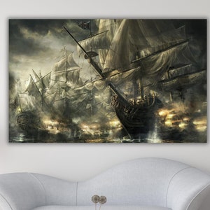 Pirate Ship Painting, Pirate Ship Poster Print, Pirate Ship Wall Art, Pirate Ship Canvas, Naval History Decor, Navy Art Print, Ready To Hang