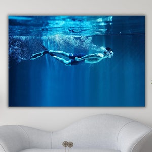 Jump in Water Wall Art,Swimmer Underwater Canvas,Professional Swimmer Wall Art, Abstract Wall Art, Swimming Art,Underwater Art,Ready To Hang