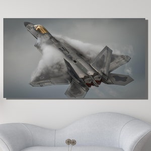 Fighter Jets Canvas Or Poster, F-22 Raptor Wall Art, Aircraft Wall Print, F22 Figther Printing, Vintage Wall Art, F22 Canvas, Ready to Hang