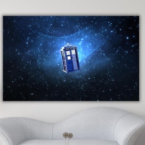 Doctor Who Tardis Sky Print Art Canvas, Doctor Who Tardis Box Wall Art Painting Telephone Box Doctor Who Poster Decor Home Art Ready To Hang