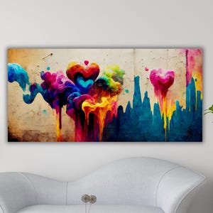 Banksy Heart Cloud Canvas Wall Art,Heart Graffiti Canvas, Banksy Graffiti Poster,Graffiti Wall Art,Street Art,Street Art Print,Ready to Hang
