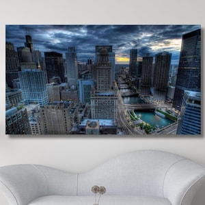 Chicago poster,Chicago Canvas Art, Panel Wall Art Chicago Picture, Chicago Skyline,Chicago City Chicago Wall Art,City Triptych,Ready To Hang