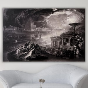 John Martin Painting, John Martin Fall of Babylon Painting Canvas, John Martin Artwork Poster, Martin Art,Office Home Wall Art,Ready To Hang