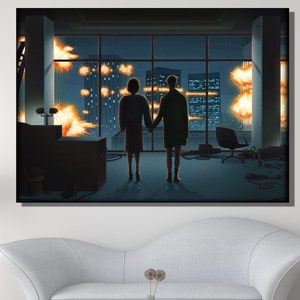 Fight Club Printing,Man and Woman Silhouette Canvas Wall Art Canvas Print,Fight Club Poster,Fight Club Home Decor, Canvas or Poster Wall Art