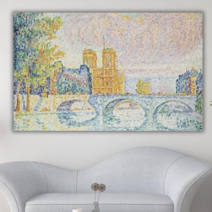 Paul Signac Giclee Print Reproduction Painting,Paul Signac La Cité Paris Canvas Wall Art,  Large Size Poster ,Livingroom Decor,Ready to Hang