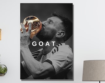 Lionel Messi Druck, Lionel Messi Poster, ZIEGE Lionel Messi Leinwand, Fußballlegende Kunst, Argentinien Fußball, Fußballfan Geschenk, Geschenk für Kinder