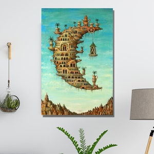 Salvador Dali Exhibition Poster Dali Print Living on the Moon by Salvador Dalí Canvas Wall Art Print  Surrealism art,Salvador Dali CANVAS