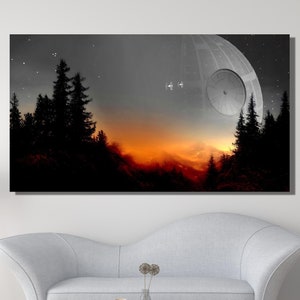 Starwars Death Star Canvas Wall Art, Return Of The Jedi Star Wars Landscape, Star Wars Poster Print Art,Star Wars Wall Decor,Ready to Hang