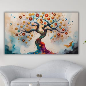 Gustav Klimt Style The Tree of Life Wall Art,Gustav Klimt The Tree of Life,Gustav Klimt Canvas Art,Gustav Klimt Artwork Canvas,Ready To Hang