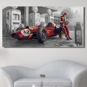 Legend Ferrari Racing Car Wall Art,Vintage Ferrari Racing Car Poster, Racing Car Canvas, Formula 1 Print Art, F1 Fan Gift, Wall Decoration