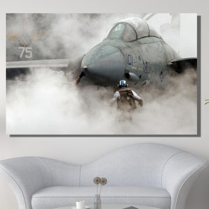 Combat Aircraft Pattern Canvas,F-14 Tomcat Fighter Jet Canvas Wall Art,F-14 Military Plane Pattern Poster,Home Order Products Wall Art, F-14