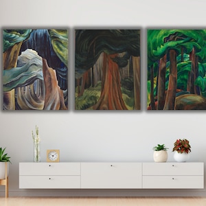 Set of 3 Emily Carr Canvas Print , Emily Carr Artworks,Emily Carr Art, Famous Canvas Arts,Emily Carr Red Cedar Modern Wall Art,Ready to Hang