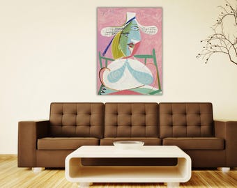 Pablo Picasso Famous Painting Art,Femme au Chapeau Art mural,Modern Wall Decor,Picasso Hat Print Canvas Art,Picasso Canvas Art,Ready To Hang