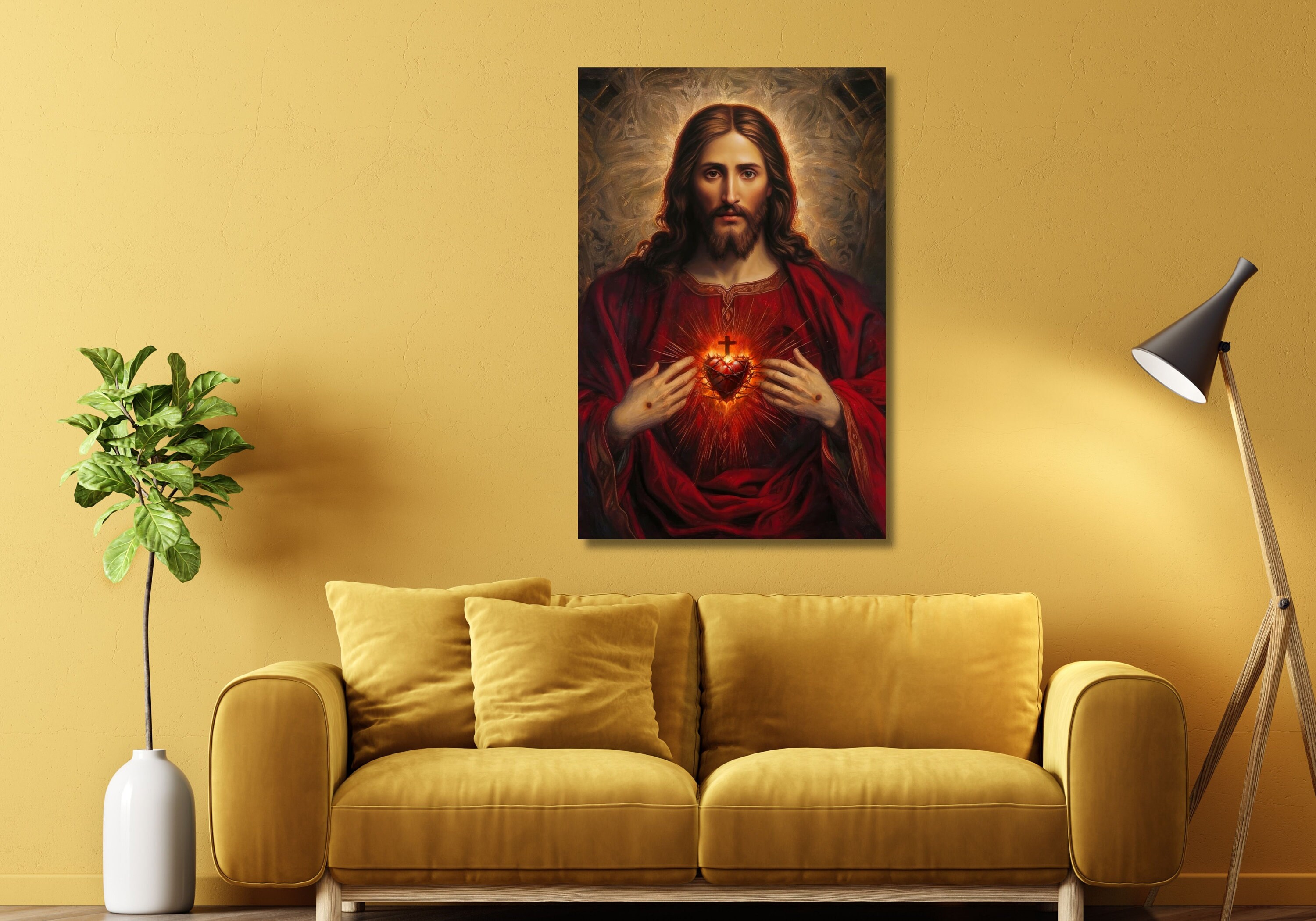 Holy Jesus Christ Sacred Heart Religious Print, Sacred Heart of