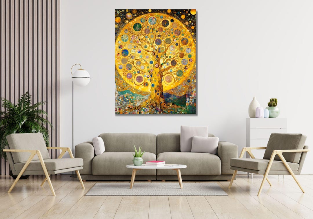 Gustav Klimt Tree of Life Print Canvas Wall Art, Modern Canvas Art ...