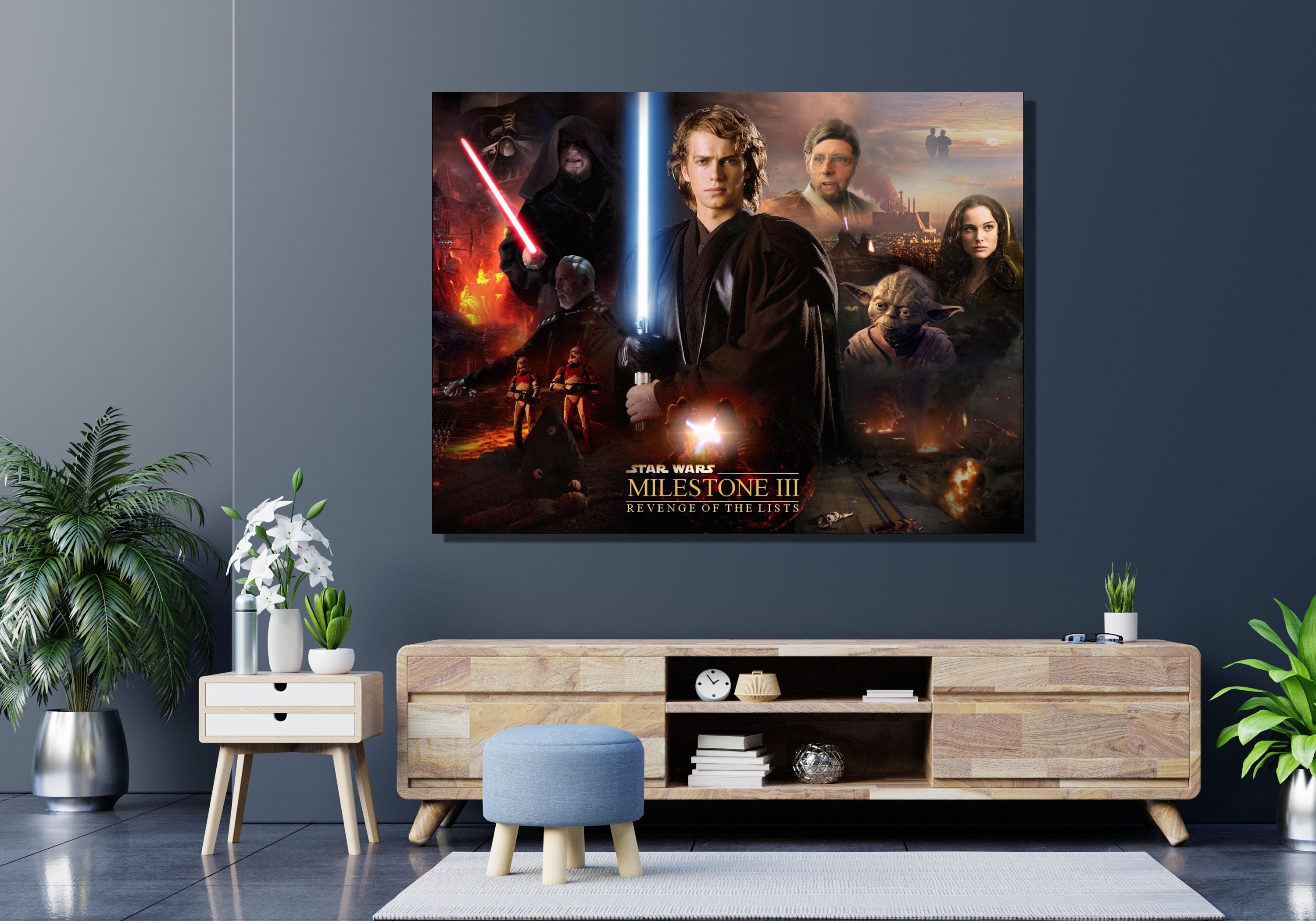 Starwars Anakin Vs Obi Wan Canvas Wall Art Poster,anakin Skywalker ...