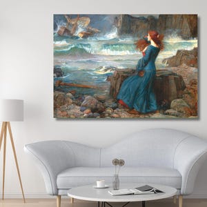 Miranda The Tempest 1916 by John William Waterhouse Canvas, Modern Wall Art,Reproduction Wall Decor,Home Decor,Luxury Wall Art,Ready To Hang