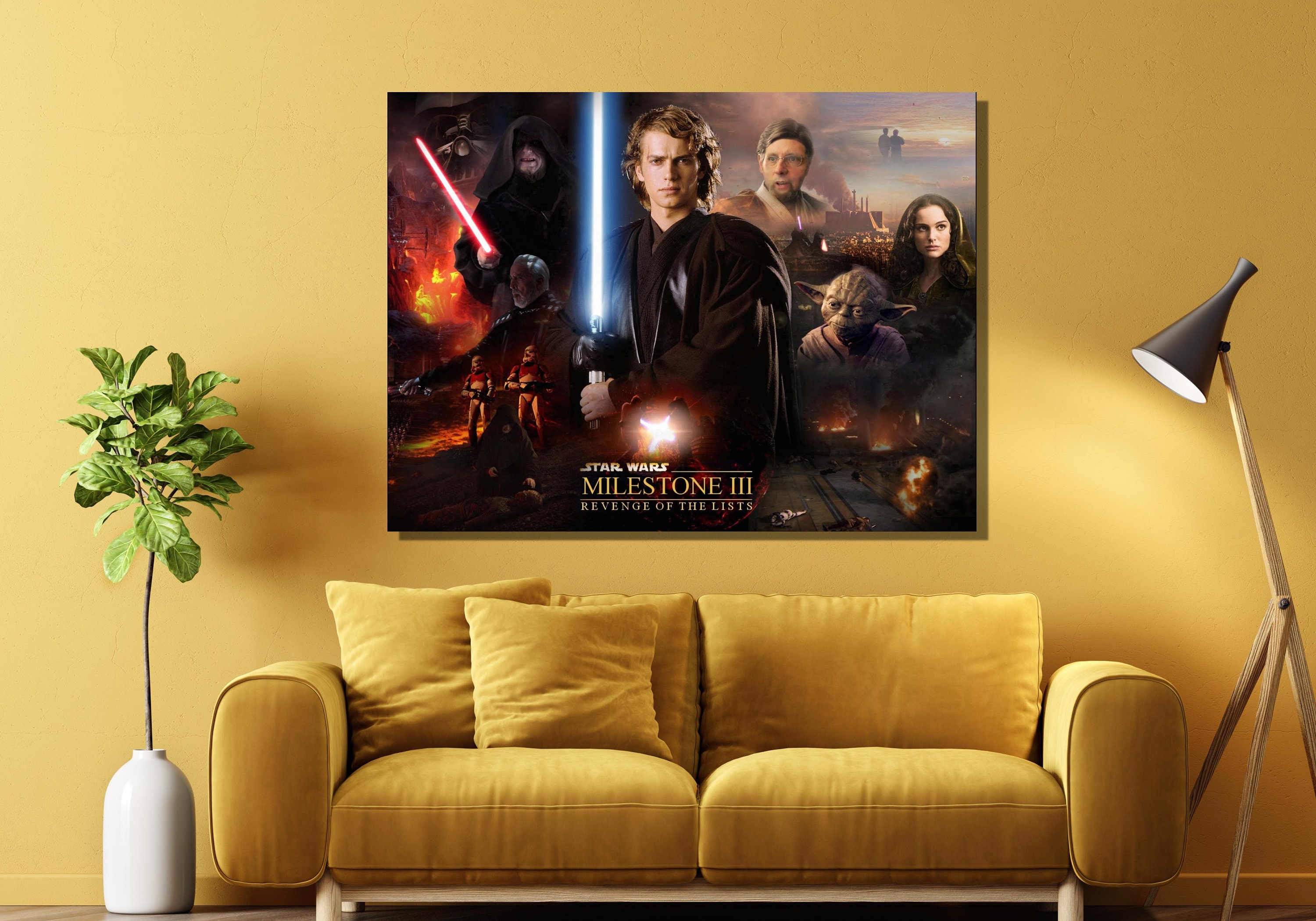 Starwars Anakin Vs Obi Wan Canvas Wall Art Poster,anakin Skywalker ...
