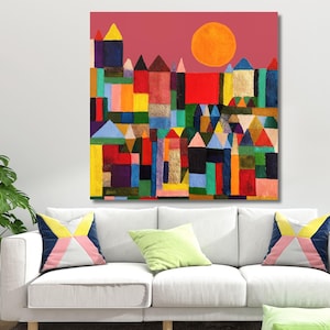 Paul Klee Schloss und Sonne Druck Leinwand Kunst, Paul Klee Kunstwerke Poster Kunst, Abstrakte Wandkunst, Moderne Kunst, Expressionismus, Vintage Kunstdruck