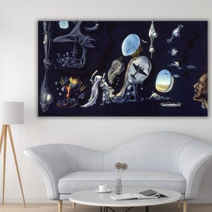 Salvador Dali Painting,Salvador Dali Mind Thought Institution Canvas Art,Dali Wall Art,Surreal Painting,Salvador Dali Canvas, Dali Print Art