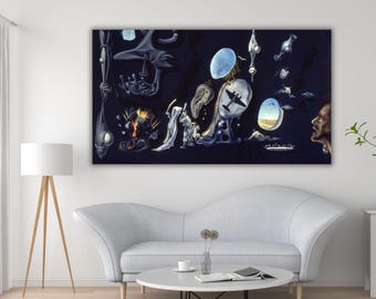 Salvador Dali Painting,Salvador Dali Mind Thought Institution Canvas Art,Dali Wall Art,Surreal Painting,Salvador Dali Canvas, Dali Print Art