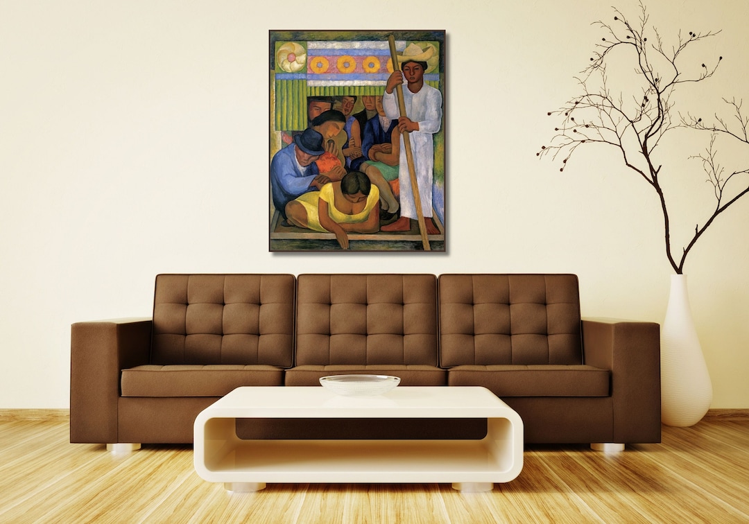 ディエゴ・リベラの花運びキャンバスウォールアート、花運びキャンバスウォールアート、ホームデコレーションポスター、オフィスウォールデコレーションウォールアート、すぐに飾れる  - Etsy 日本, image size:1080x756