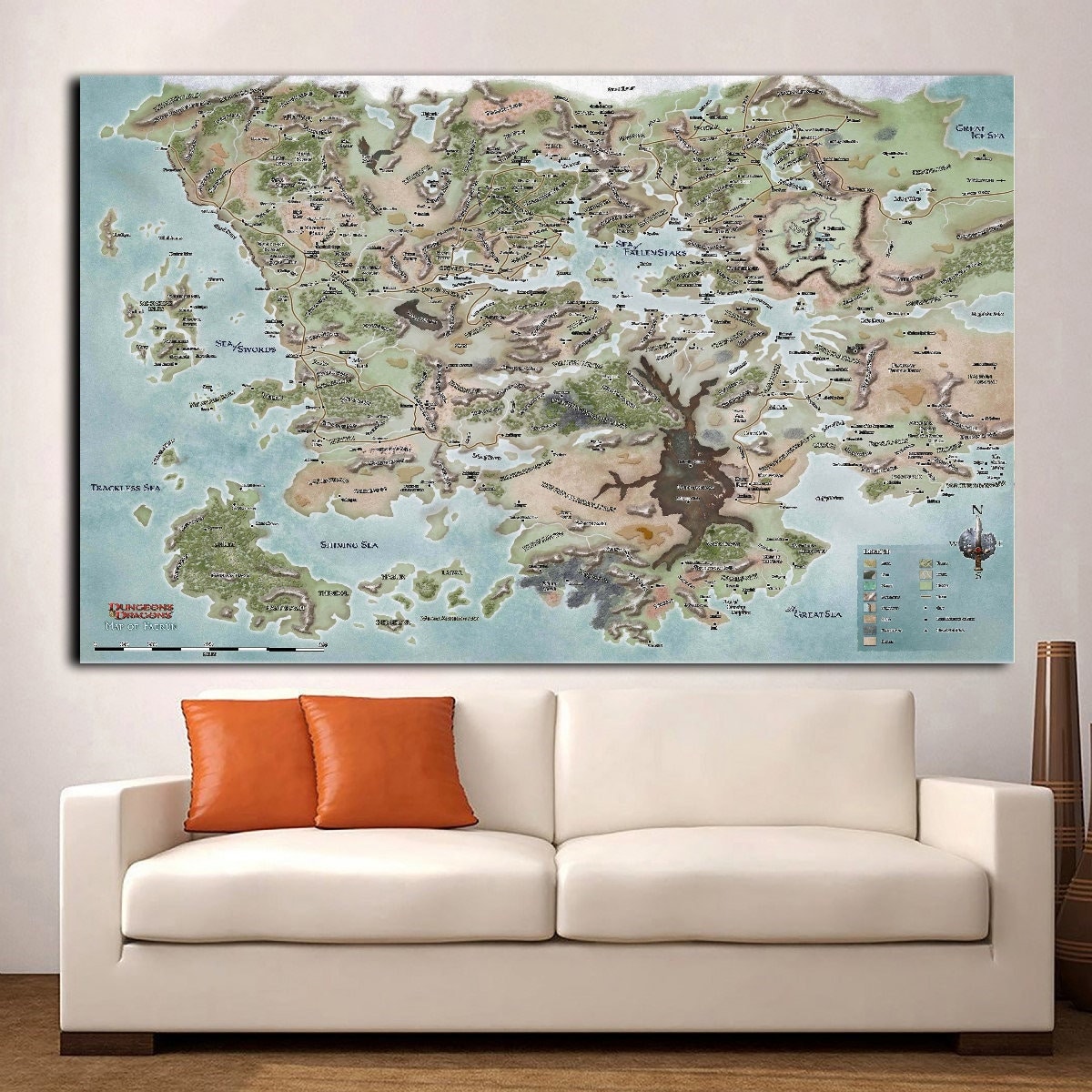 Dungeons & Dragons Canvas,Dungeons and Dragons Map Wall Art, Dungeons and Dragons Poster,Forgotten Realms Map,Game Room Decor,Ready To Hang