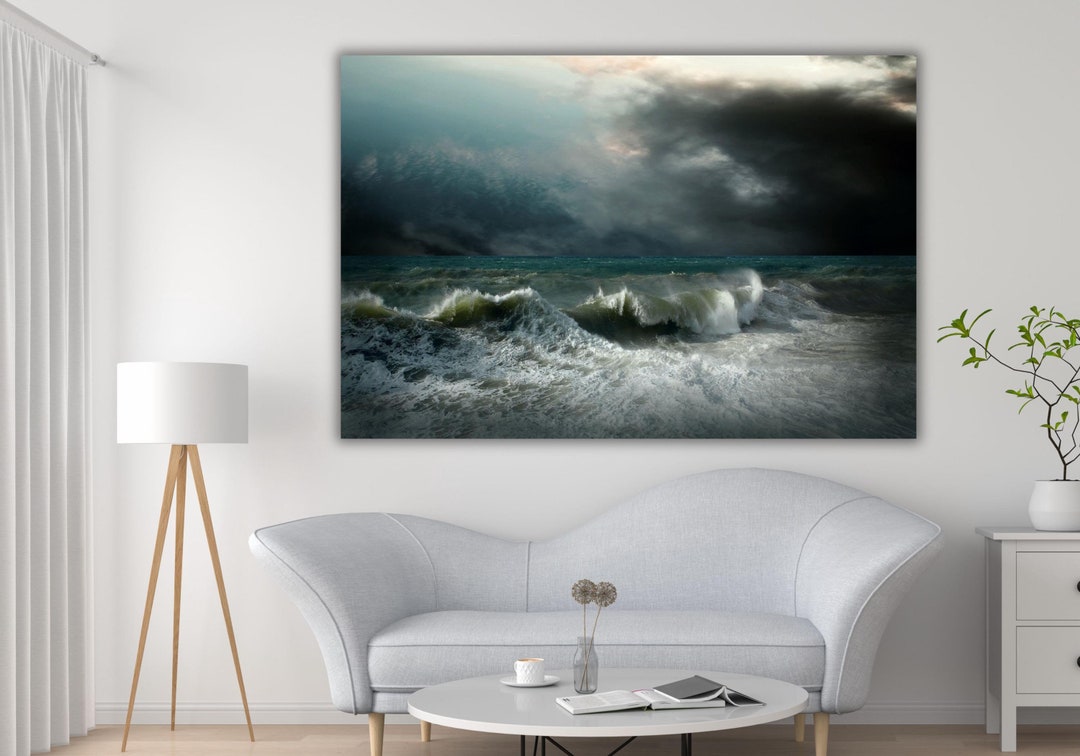 Stormy Sea Canvas Print,stormy Sea Wall Art Print,stormy Sea Canvas ...