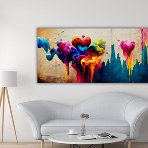Banksy Heart Cloud Canvas Wall Art,Heart Graffiti Canvas, Banksy Graffiti Poster,Graffiti Wall Art,Street Art,Street Art Print,Ready to Hang