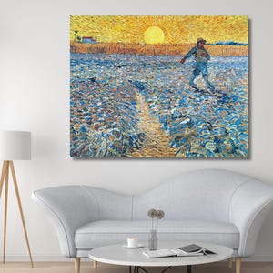 Van Gogh Wall Art,Van Gogh The Sower at Sunset Canvas Art,Famous Painting Art,Impressionism Art,Reproduction Canvas Home Decor,Ready To Hang