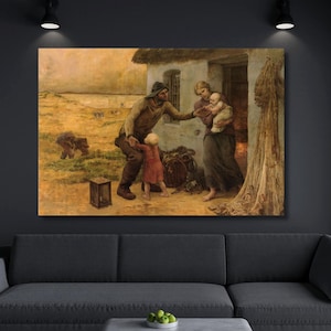 Demont Breton Art,The Meeting of Father by Virginie Demont Breton Canvas,Demont Breton Painting,Demont Breton,Vintage Poster,Ready To Hang