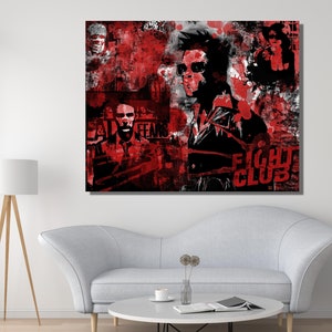 Fight Club Poster,Fight Club Movie Graffiti Canvas,Tyler Durden Poster,Fight Club Home Decor, Fight Club Printing, Canvas or Poster Wall Art