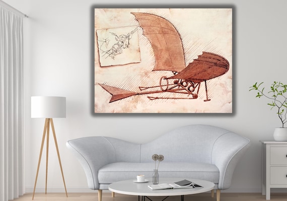 The Flying Machine by Leonardo Da Vinci Print,leonardo Da Vinci