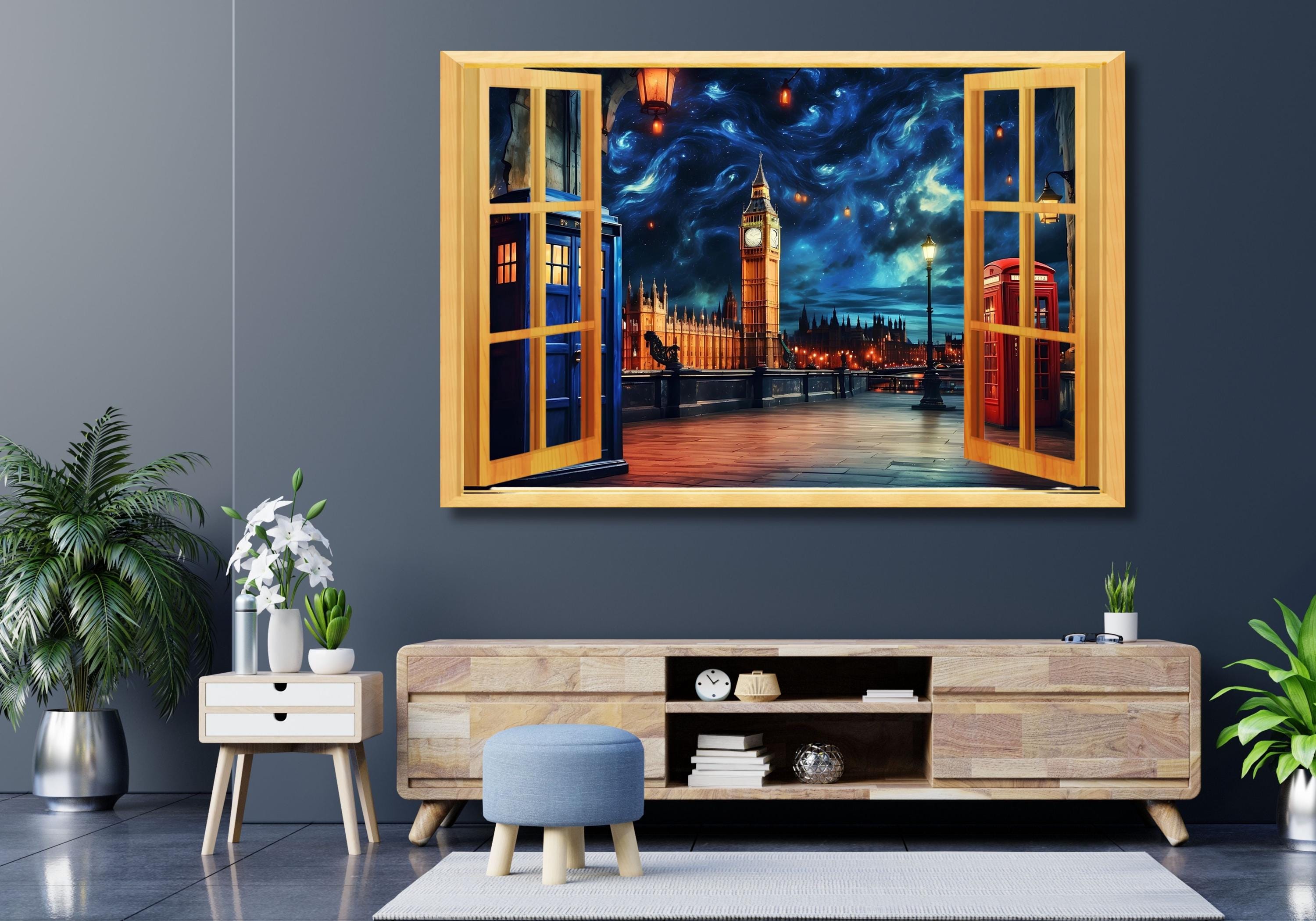Doctor Who Tardis Box London Painting, Doctor Who Tardis Window Frame ...