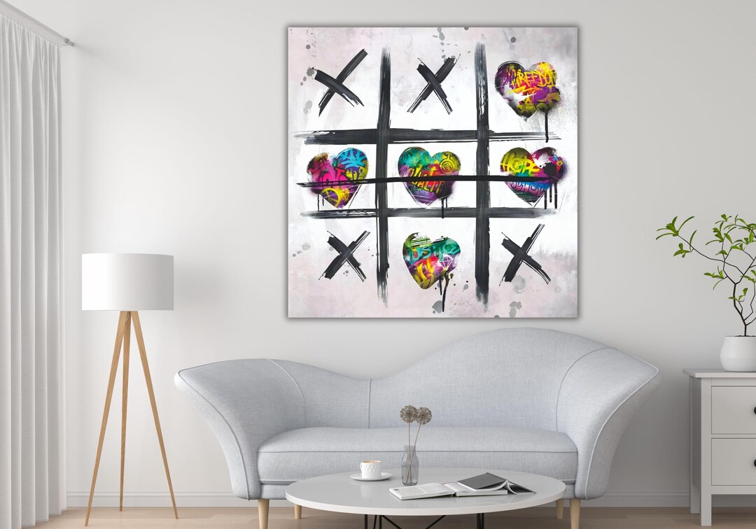 グラフィティゲームxoxキャンバスウォールアート、バンクシープリント