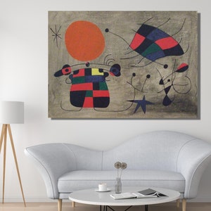 Joan Miro Canvas Wall Art,Joan Miro Poster,Abstact Canvas,Surreal Wall Art,Wrapped Surreal Canvas,Miró Abstract Surrealism Art,Ready To Hang