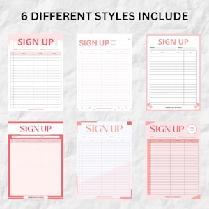 Editable Sign Up Sheet Template, Printable Sign Up Template, Sign Up Form, Event Sign Up Sheet, Sign Up List, Party Sign Up