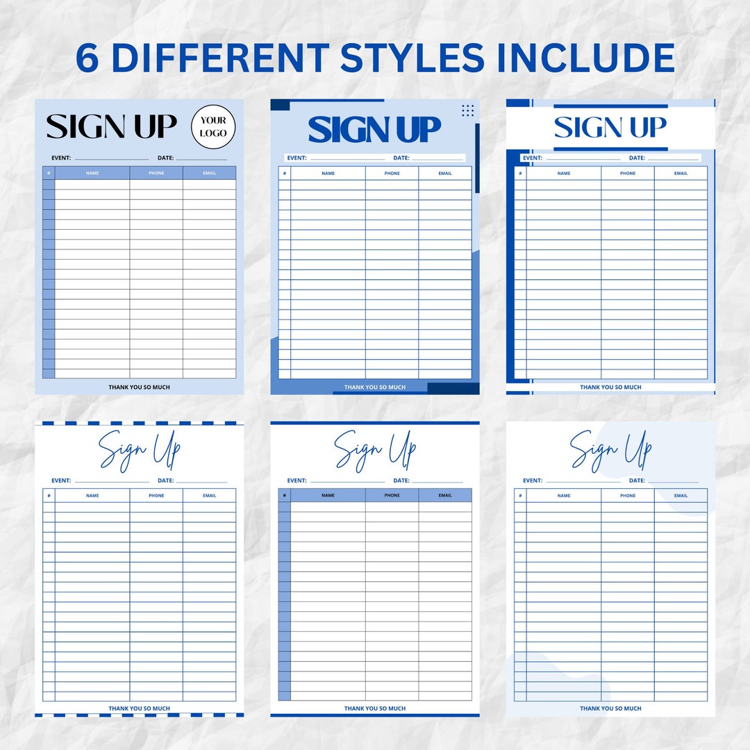 Editable Sign up Sheet Template Printable Sign up Template Sign up
