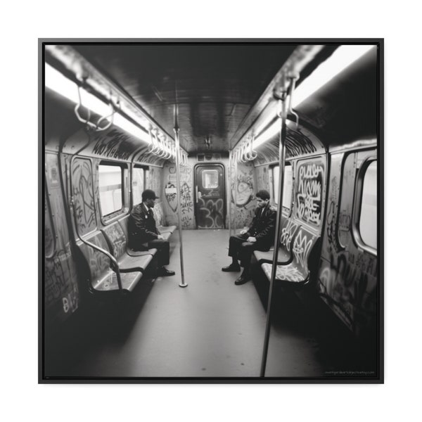 NYC Subway Print. Stylized, Black and White Photographic style image on a Framed Canvas Print. 5 sizes, please read the ITEM DESCRIPTION.