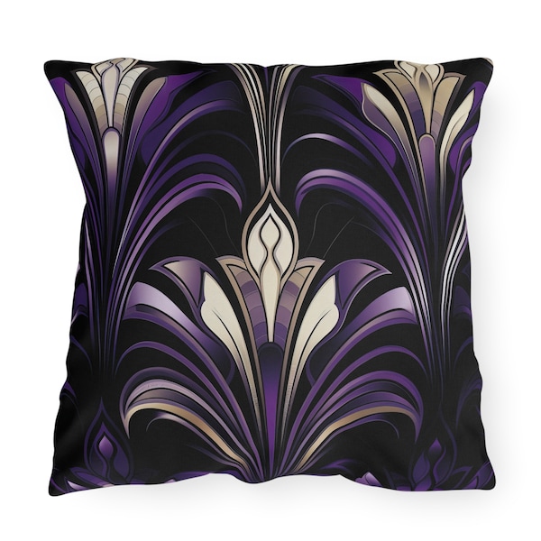 Purple Art Deco Throw Pillows. Purple and Black. Design Inspired by 1930s Architecture. Please read the ITEM DETAILS.