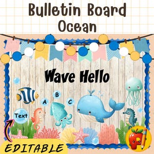 Ocean Bulletin Board Kit - Under the Sea Classroom Decor - Welcome Sign - Back to School - Cute Sea Animals Theme
