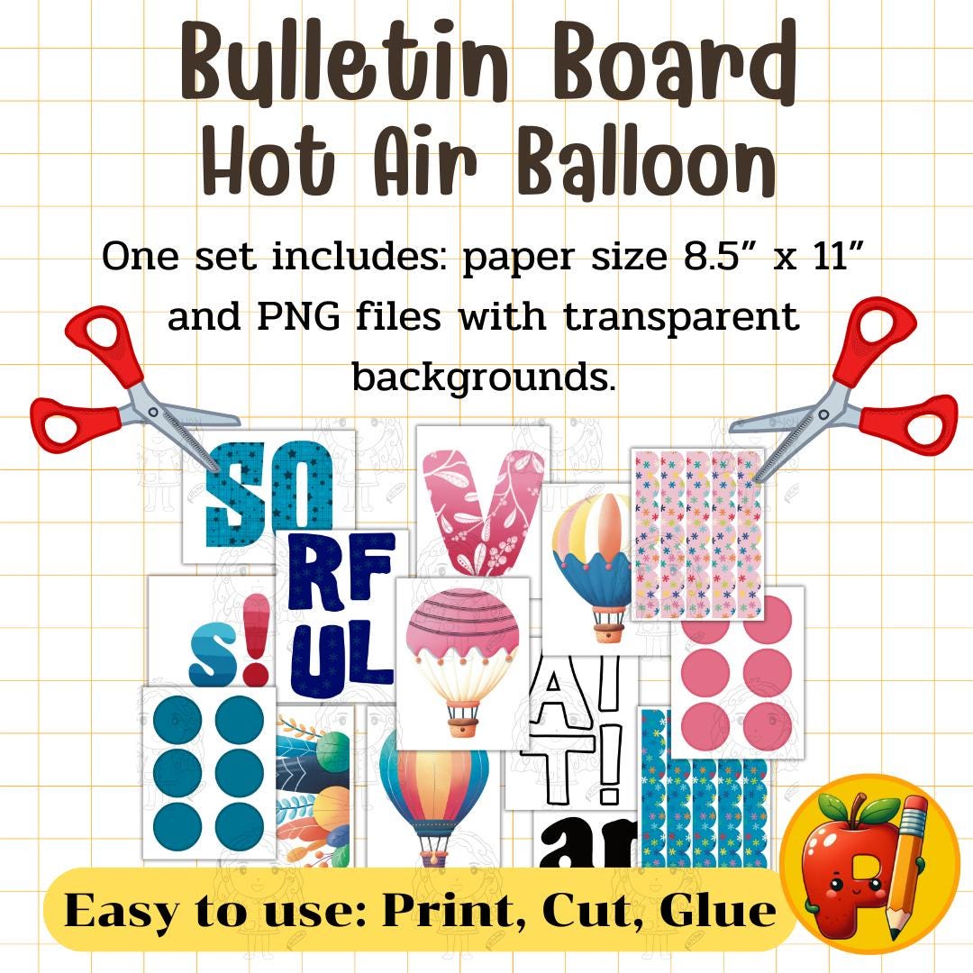 Hot Air Balloon Bulletin Board Kit: Motivational Classroom Decor ...