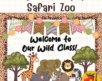Safari Zoo Bulletin Board Kit: Jungle Classroom Decor (PDF & PNG Files)